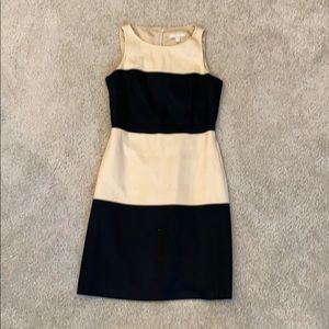 Black & tan sleeveless pencil dress